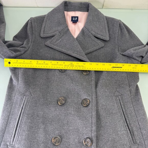 GAP Double Breasted Pea Coat Womens Large L Wool Peacoat  Jacket Overcoat Y2K - Picture 6 of 12